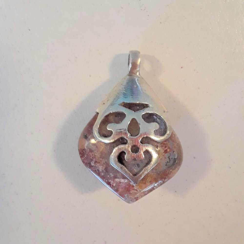 Sterling Silver, Moss Agate Pendant